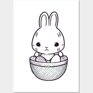 Easter egg basket bunny Posters and Art